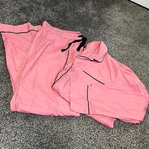 J. Crew Pink Pajama Set with Navy Trim